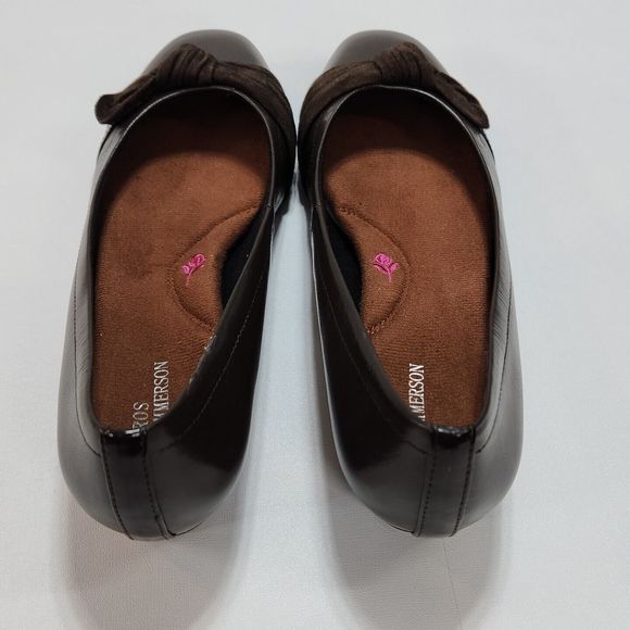 Ros Hommerson Tao Shoe Brown Leather Suede Bow Women's 8M Low 1.5" Heel Wedge - Picture 11 of 16